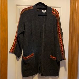 Knitted detail long cardigan